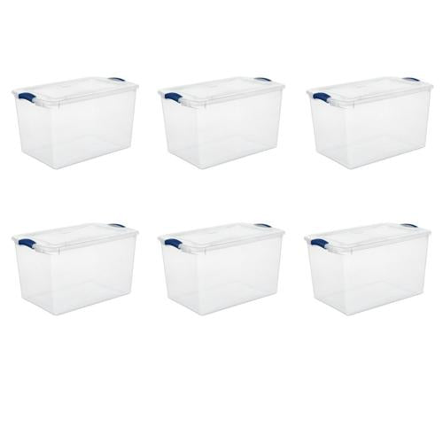 Sterilite 66 Qt. Latch Box Plastic, Stadium Blue, Set of 6
