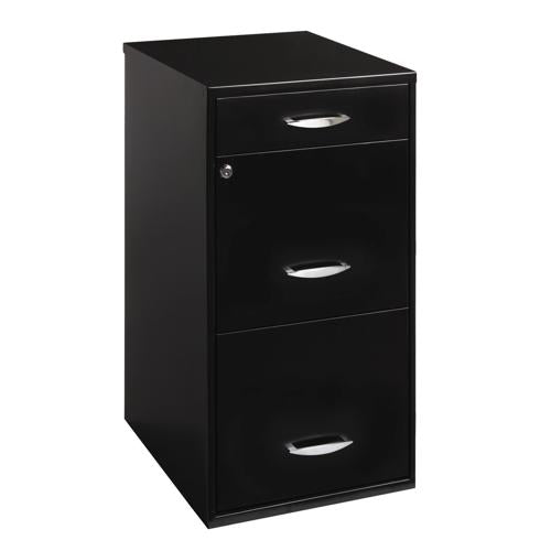 Filing Cabinet 18 W, 3-Drawer Organizer File, Black