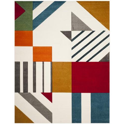 SAFAVIEH Hollywood Becky Abstract Area Rug, Ivory/Peacock Blue, 8'*10'