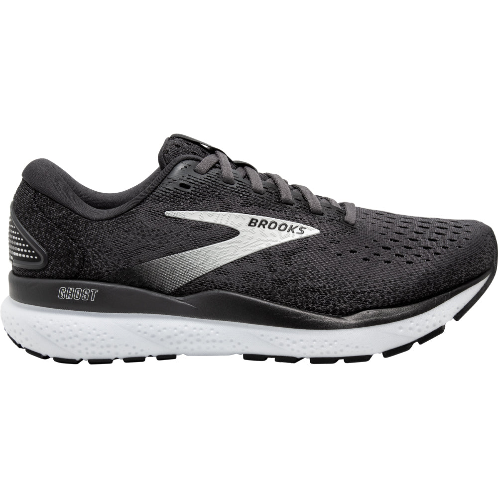 Men's Brooks Ghost 16, Black/Grey/White, 9 D Medium