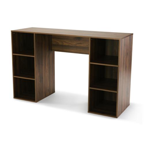 Mainstays 6-Cube Storage Computer Desk, Canyon Walnut