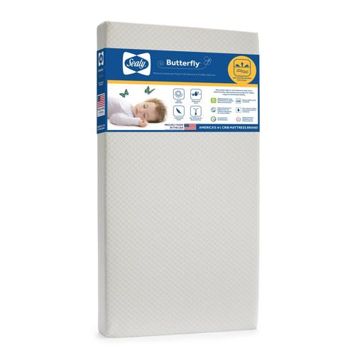 Sealy Butterfly Breathable Ultra Firm Crib and Toddler Mattress, Zip Cover