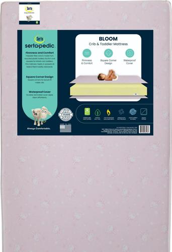 Serta Sertapedic Bloom 5 Dual-Sided Crib and Toddler Mattress - Sustainably Sourced Fiber Core - GREENGUARD Gold Certified (Non-Toxic) - Waterproof - Lightweight - 5 Year Warranty