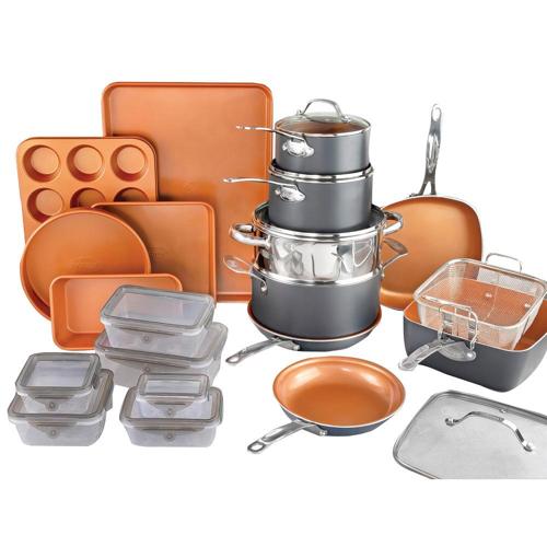 Gotham Steel 32 Piece Cookware Set, Bakeware and Food Storage Set, Nonstick Pots and Pans