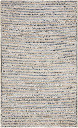 SAFAVIEH Cape Cod Andrina Braided Striped Jute Area Rug, Natural/Blue, 8'*10'