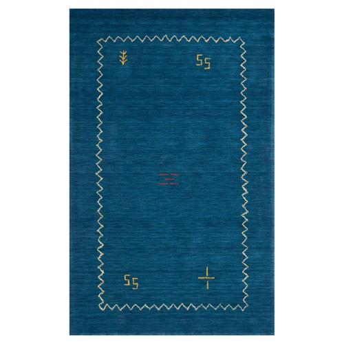 SAFAVIEH Himalaya Yvonne Chevron Bordered Wool Area Rug, Blue, 3'*5'