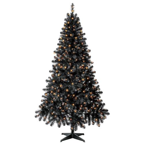 Holiday Time Prelit 300 Clear Incandescent Lights, Madison Pine Black Artificial Christmas Tree, 6.5'