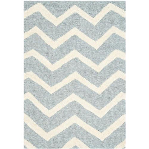 SAFAVIEH Cambridge Leon Zig Zag Stripes Wool Area Rug, Blue/Ivory, 3'*5'