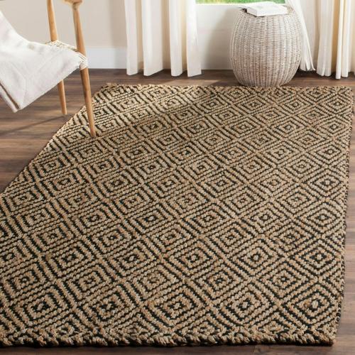 SAFAVIEH Natural Fiber Emory Geometric Jute Area Rug, Natural/Black, 2'3*4'