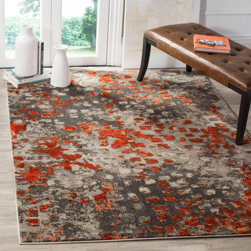 SAFAVIEH Monaco Driskoll Abstract Area Rug, Grey/Orange, 6'7*9'2
