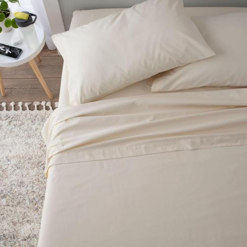 Martex 1S18286 225 Thread Count Wrinkle Resistant Deep Pocket Soft Cotton Blend Sheet Set Twin, Off-White