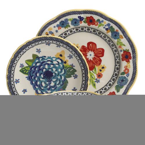 The Pioneer Woman Dazzling Dahlias 12-Piece Dinnerware Set