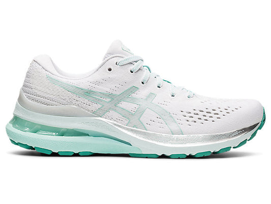 Women's Asics Gel-Kayano 28, White/Oasis Green, 9.5 B Medium