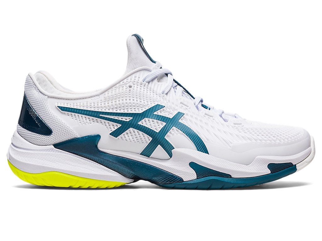 Men's Asics Court FlyteFoam 3, White/Gris Blue, 9.5 D Medium