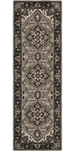 Safavieh Handmade Royalty Shafa Traditional Oriental Wool Rug Silver/Charcoal 2'3*7' Runner N/A 6' Runner, 8' Runner Runner, Indoor Black
