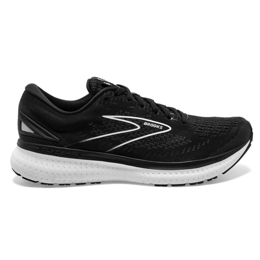Men's Brooks Glycerin 19, Black/White, 15 D Medium