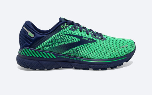 Men's Brooks Adrenaline GTS 22, Green/Navy, 12 D Medium