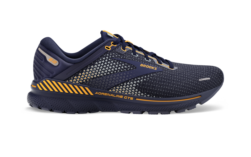 Men's Brooks Adrenaline GTS 22, Peacoat/Grey/Sunflower, 15 D Medium