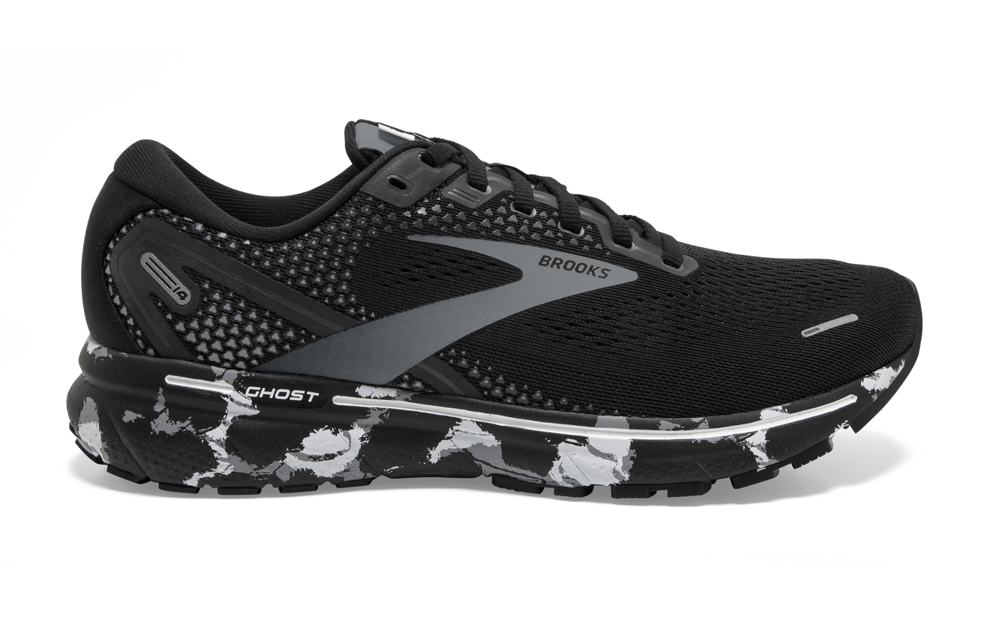 Men's Brooks Ghost 14, Black/Grey/White, 8 D Medium