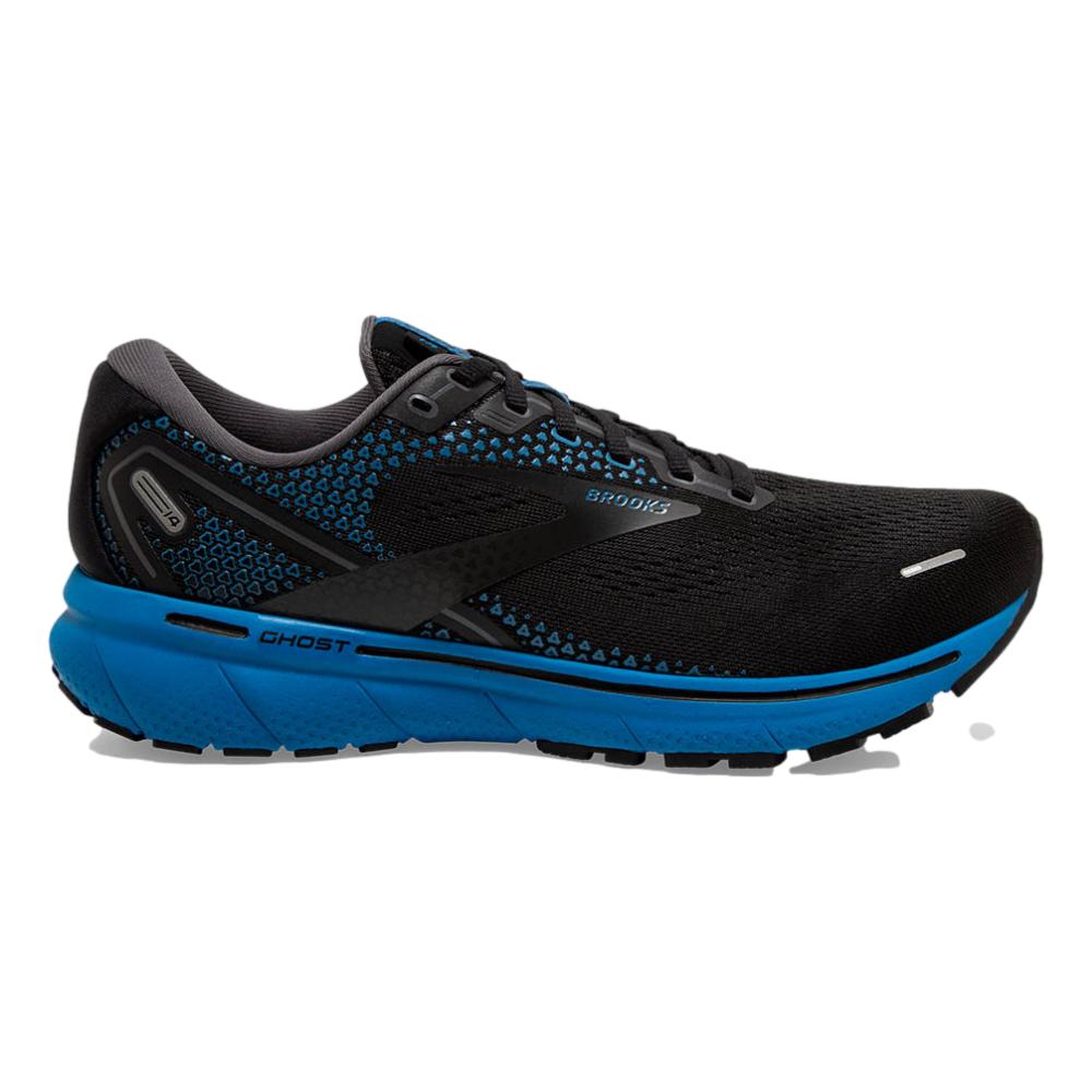 Men's Brooks Ghost 14, Black/Blackened Pearl/Blue, 13 2E Wide