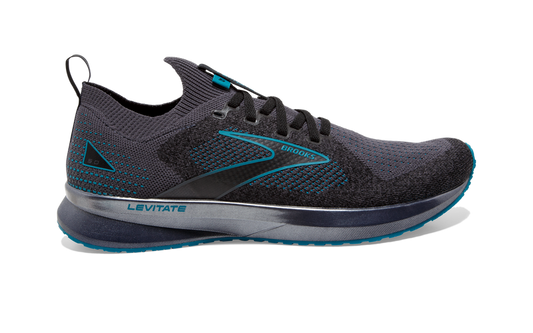 Men's Brooks Levitate Stealthfit 5, Black/Ebony/Crystal Teal, 12.5 D Medium