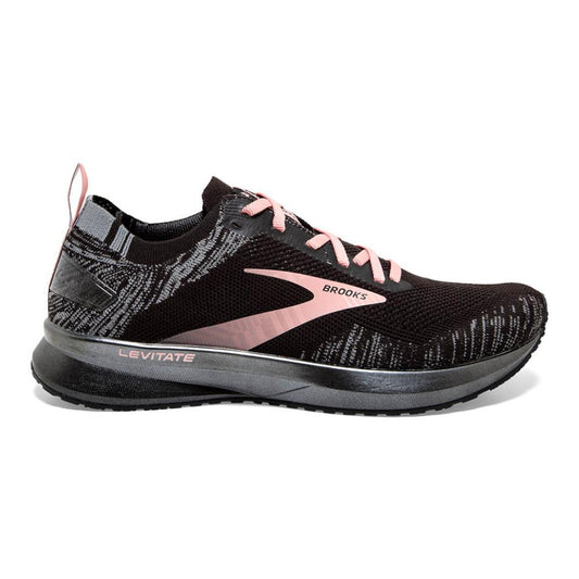 Women's Brooks Levitate 4, Black/Grey/Coral Cloud, 6 B Medium