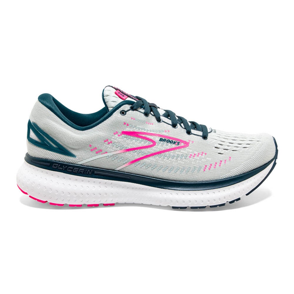 Women's Brooks Glycerin 19, Ice Flow/Navy/Pink, 10.5 B Medium