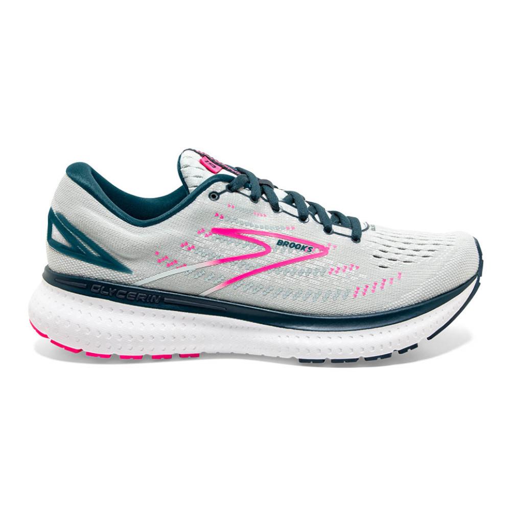Women's Brooks Glycerin 19, Ice Flow/Navy/Pink, 10 D Wide
