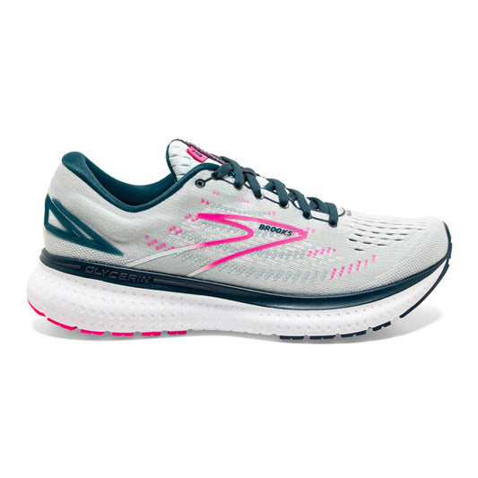 Women's Brooks Glycerin 19, Ice Flow/Navy/Pink, 10 D Wide