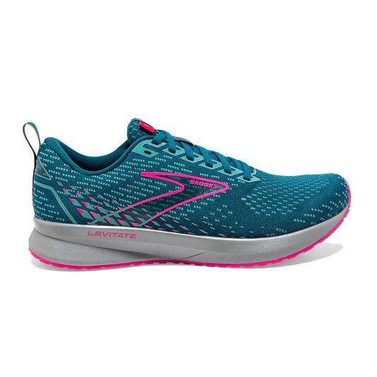 Women's Brooks Levitate 5, Blue/Porcelain/Pink, 9.5 B Medium