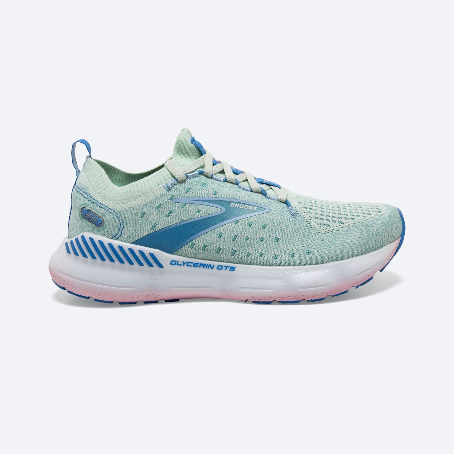 Women's Brooks Glycerin StealthFit GTS 20, Blue Glass/Marina/Open Air, 9.5 B Medium