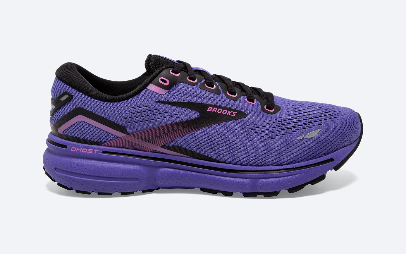 Women's Brooks Ghost 15, Purple/Pink/Black, 6.5 B Medium