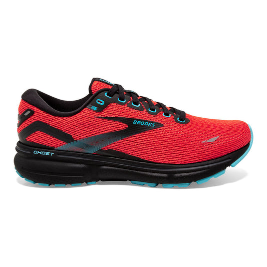 Women's Brooks Ghost 15, Coral/Black/Blue, 11 B Medium