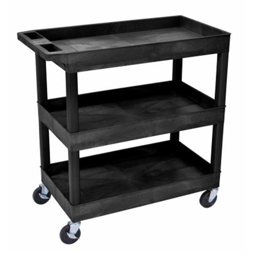 Luxor EC111-B 32 x 18 3 Tub Shelf Utility Cart, Black