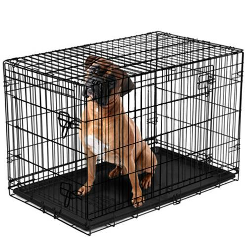 Vibrant Life Double-Door Foldable Metal Wire Dog Crate with Divider, XX-Large, 48