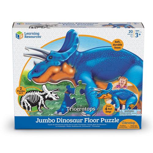 Learning Resources Jumbo Dinosaur Floor Puzzle - 20 Safe Foam Pieces, Boys and Girls Ages 3+ Puzzles for Toddlers, Preschool Learning Puzzles, Dinosaur Toys, Dinosaurs for Toddlers