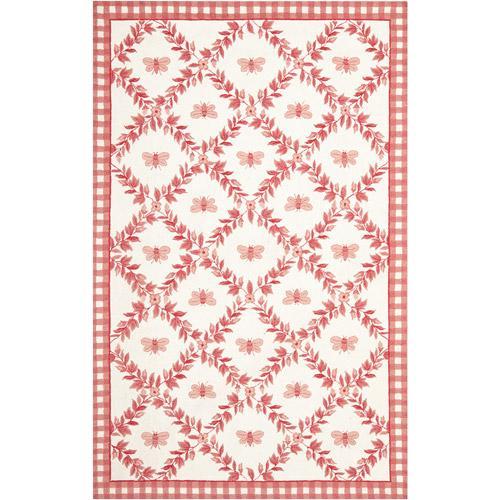 SAFAVIEH Chelsea Lara Floral Wool Area Rug, Ivory/Rose, 6'*9'