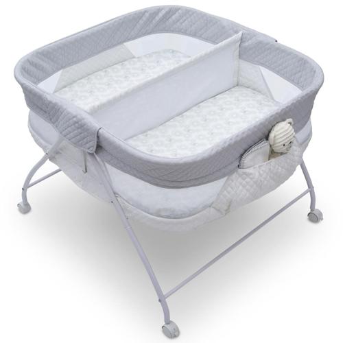 Little Folks Twin EZ Fold Ultra Compact Double Bassinet by Delta Children, Aqua Geo