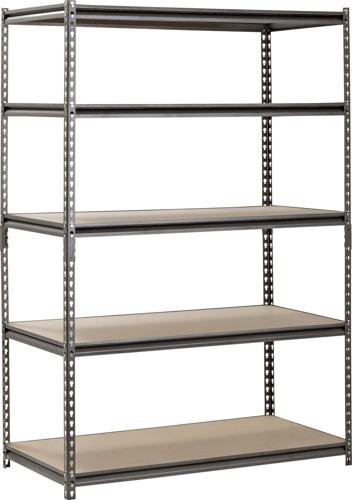 Edsal 48 W x 24 D x 72 H 5-Shelf Steel Freestanding Shelves, Silver-Vein