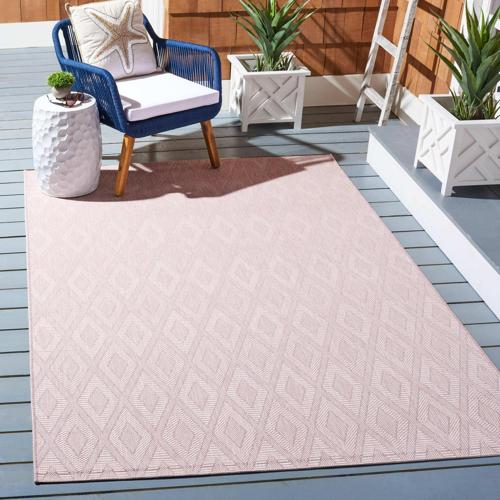 Safavieh Courtyard Marolyn Indoor/ Outdoor Waterproof Patio Backyard Rug Pink 6'7*9'6 6'*9' Outdoor, Indoor Living Room, Bedroom, Dining Room