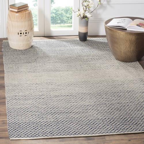 SAFAVIEH Montauk Vaughn Geometric Cotton Area Rug, Navy/Ivory, 6'*9'
