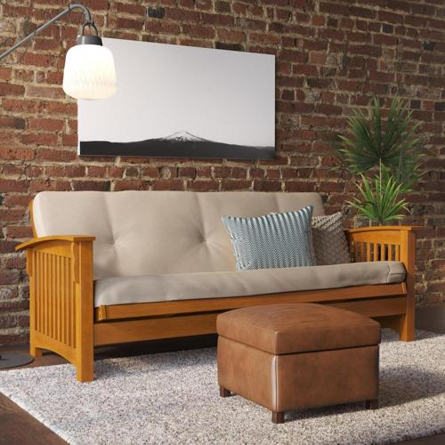 Kali 6 Inch Thermobonded High Density Polyester Fill Futon Mattress, Full, Tan Microfiber