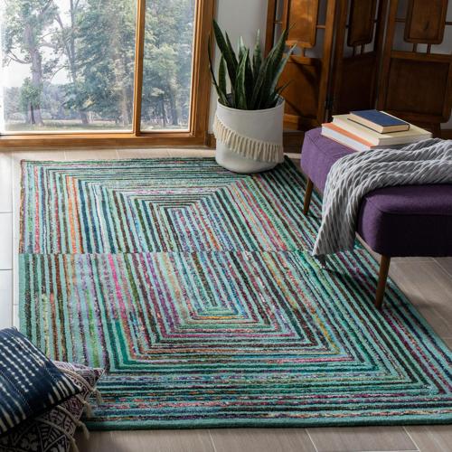 SAFAVIEH Nantucket Sybella Geometric Area Rug, Teal, 8'*10'