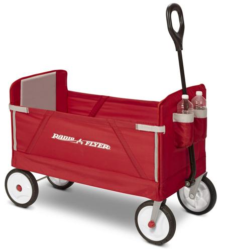 Radio Flyer, 3-in-1 EZ Fold Wagon, Padded Seat with Seat Belts, Red