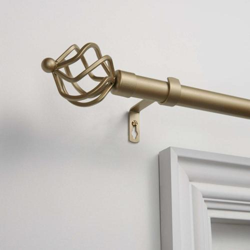 Exclusive Home Torch 1 Curtain Rod and Finial Set, Gold, Adjustable 36 -72