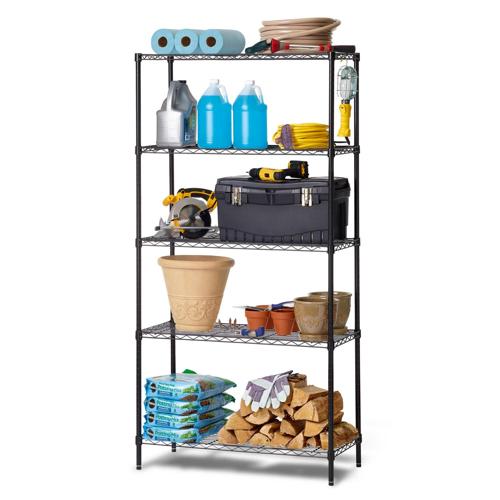 HSS Durable 36 W x 16 D x 72 H 5-Shelf Freestanding Shelves, Black