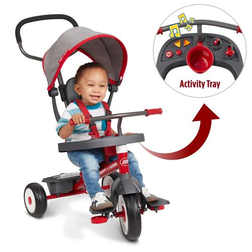 Radio Flyer, 4-in-1 Stroll 'n Trike with Activity Tray, Red and Gray