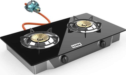 Kapas Outdoor and Indoor Portable Propane Stove, Double Burners with Gas Premium Hose, for Backyard Countertop Kitchen, Camping Grill, Hiking Cooking, Outdoor Recreation
