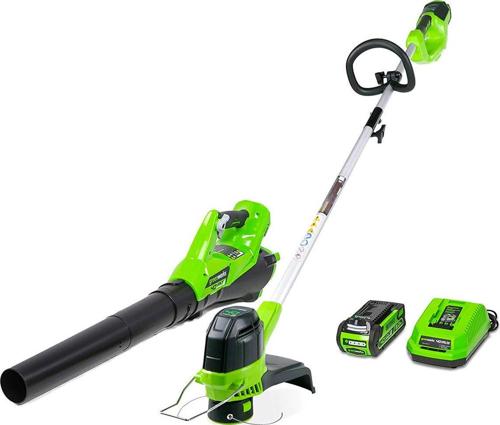Greenworks 40V String Trimmer/Leaf Blower Combo W/ 2.0 Ah Battery, 1301202