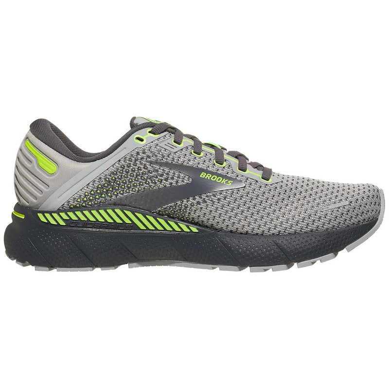 Men's Brooks Adrenaline GTS 22, Grey/Pearl/Nightlife, 9.5 D Medium